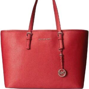 Nwot Michael Kors Jet Set Coral Leather Shoulder BagTote Purse